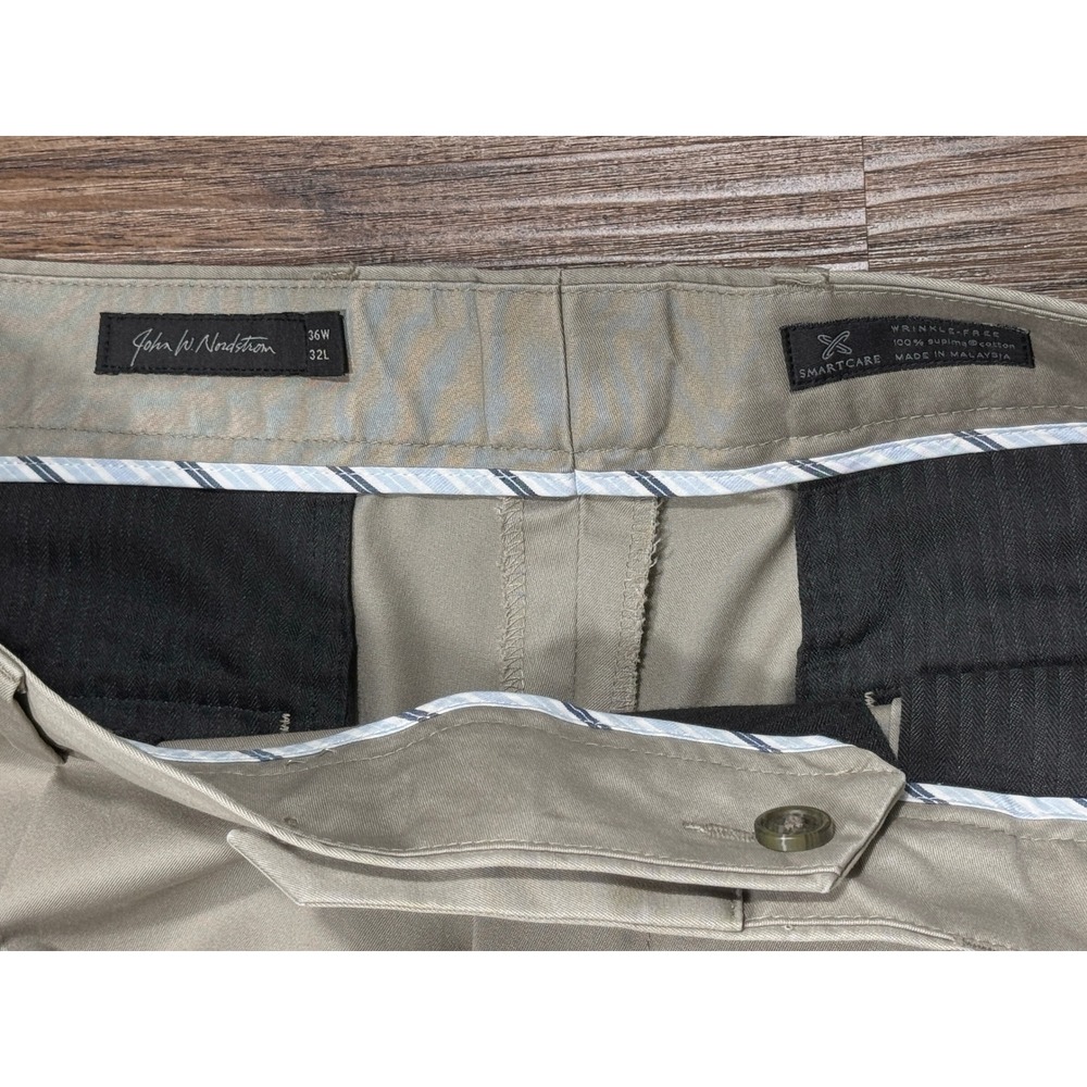John Nordstrom Pants Men's 36x32 Supima Beige Pleated Khaki Classic Chino Dress - Picture 6 of 9